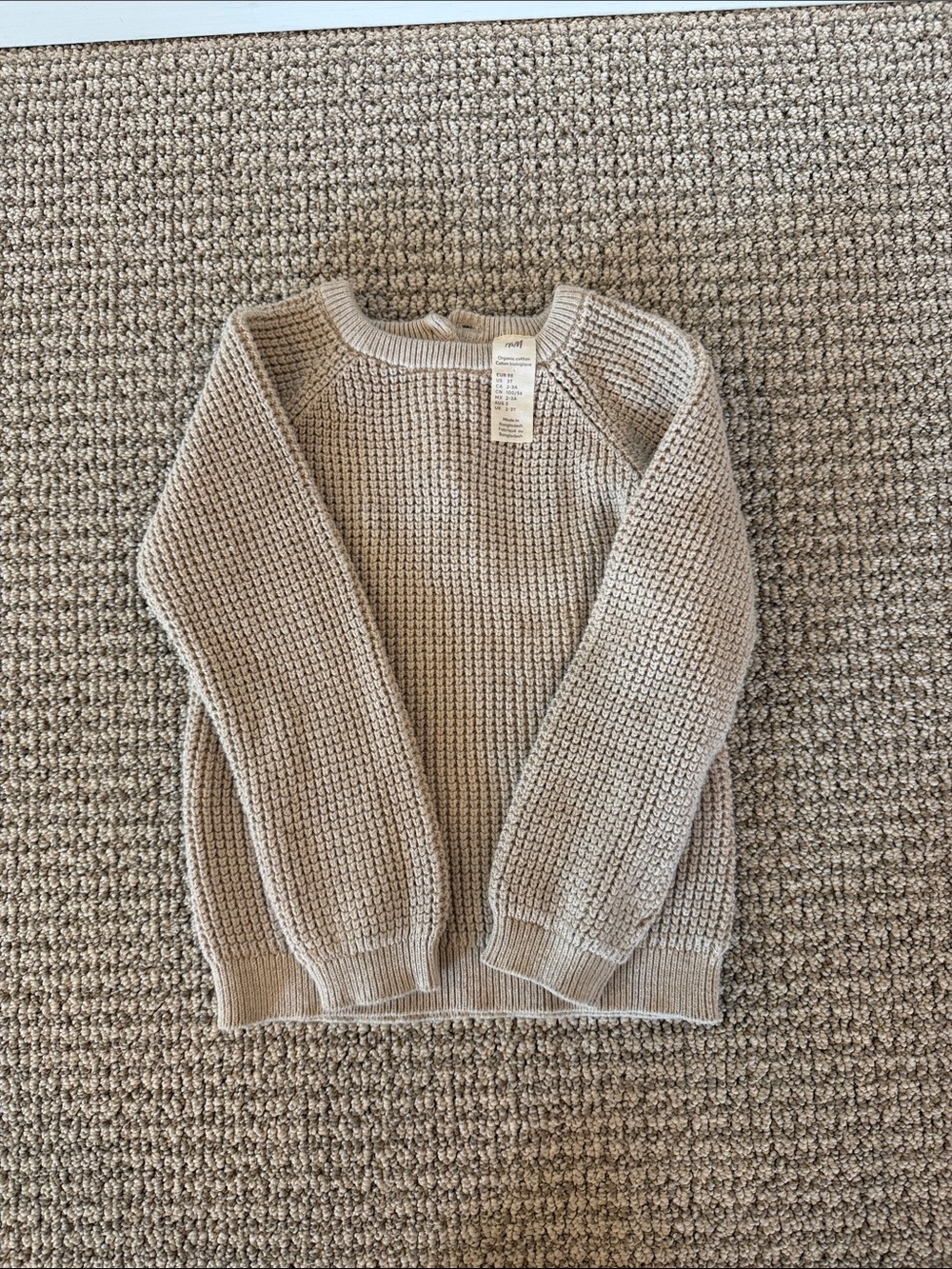 H&M Waffle Knit Crewneck Sweater - Taupe Beige